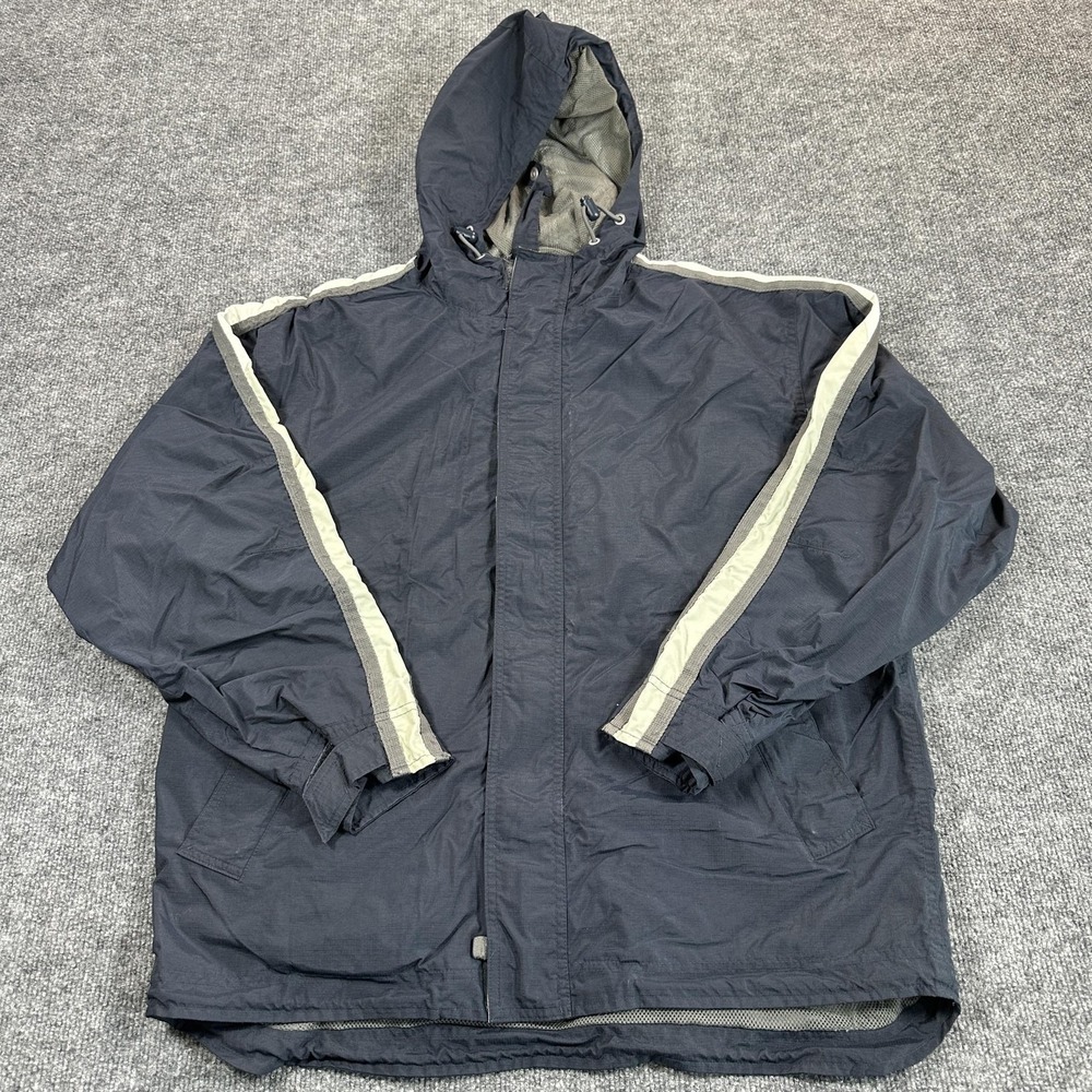 Gap Jacket Mens Medium Blue Nylon Hooded Full Zip Windbreaker Mesh Lined Outdoor